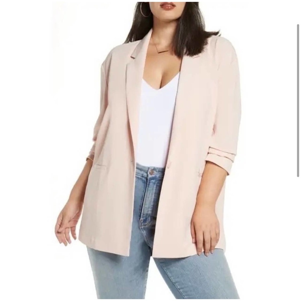 Leith Pink Boyfriend Blazer Front Button Size Medium New
